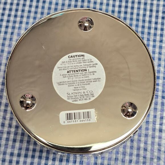 Slatkin & Co. BBW Silver Ornate Christmas Tree Large 3 Wick Candle Holder Home - Picture 4 of 4